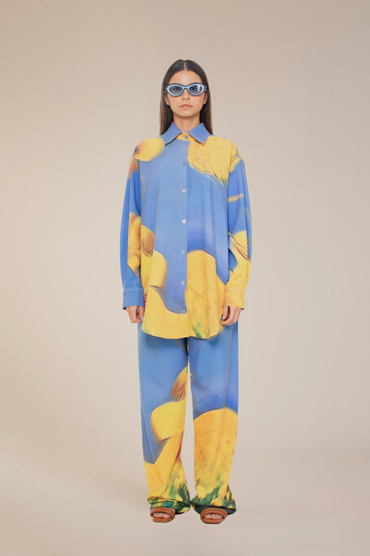 Yellow Flowers Straight-Leg Pants