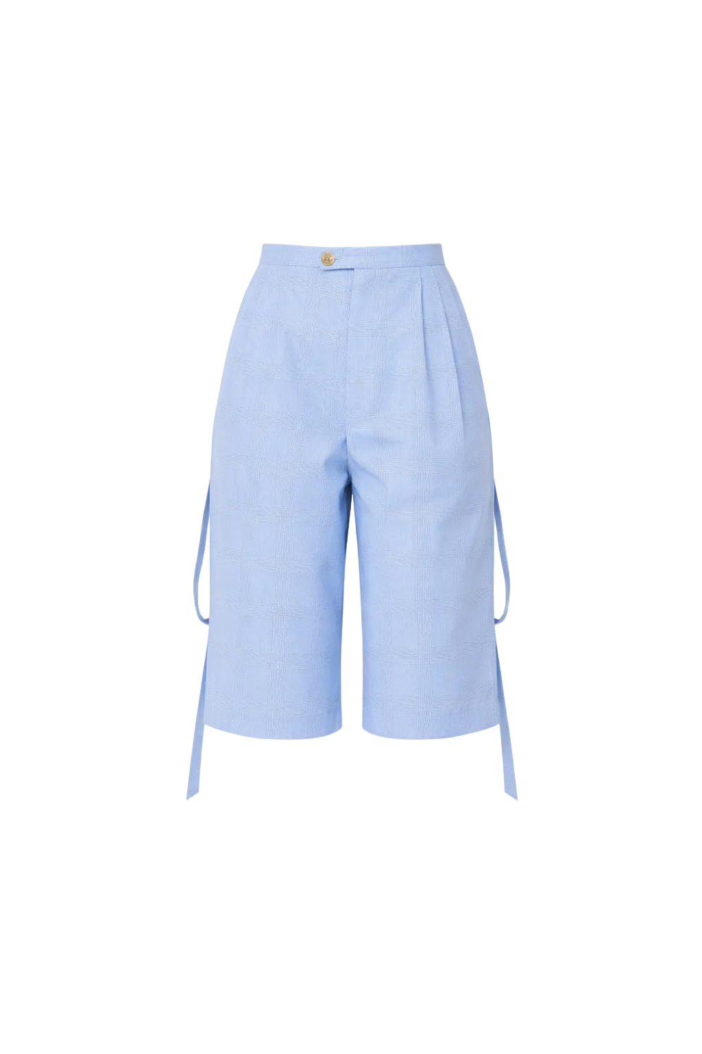 Light blue pants with drawstring on a white background
