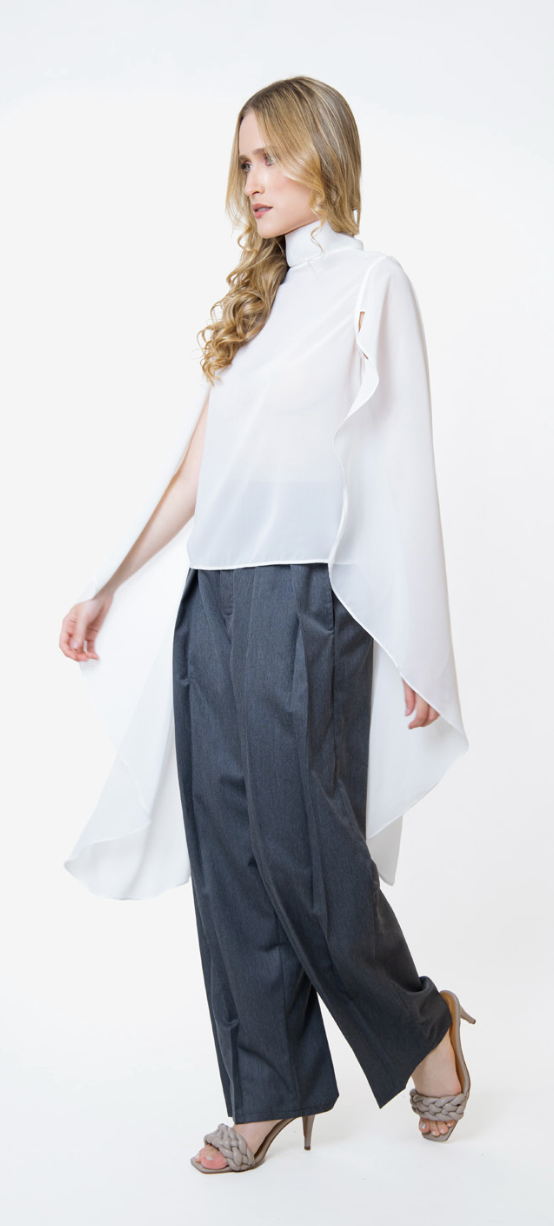 Cape White Blouse