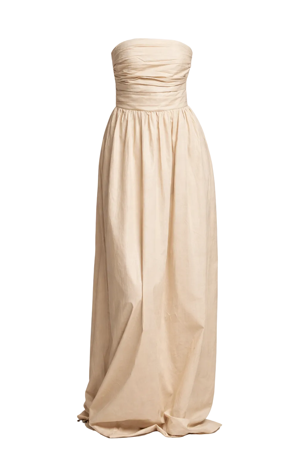 Beige strapless gown on a transparent background