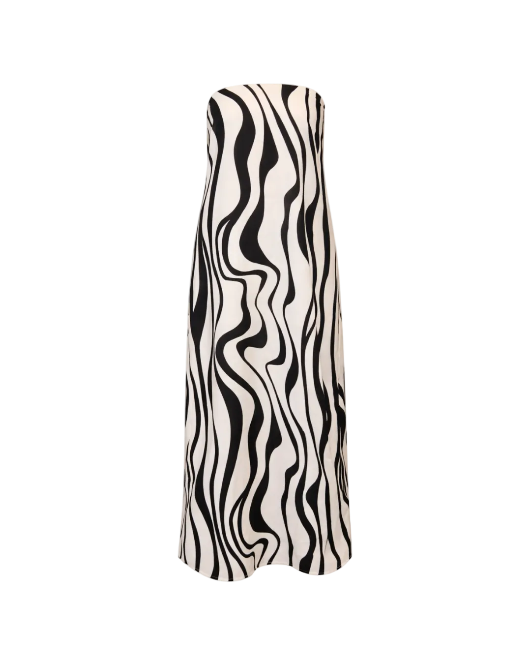 Black and white striped dress on a white background