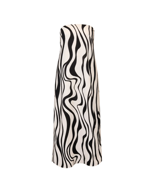 Black and white striped dress on a white background