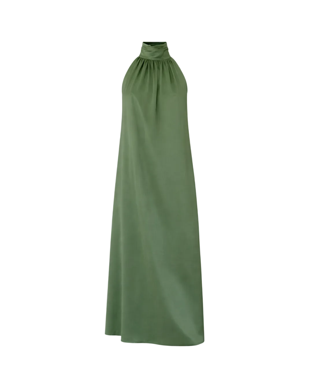 Green halter neck dress on a white background